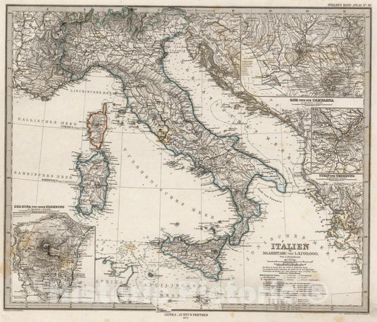 Historic Map : Italien., 1875, Vintage Wall Art