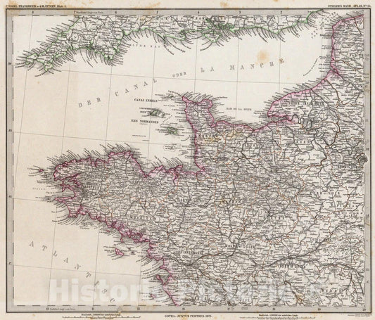 Historic Map : Frankreich In four Blattern, Blatt 1., 1875, Vintage Wall Art