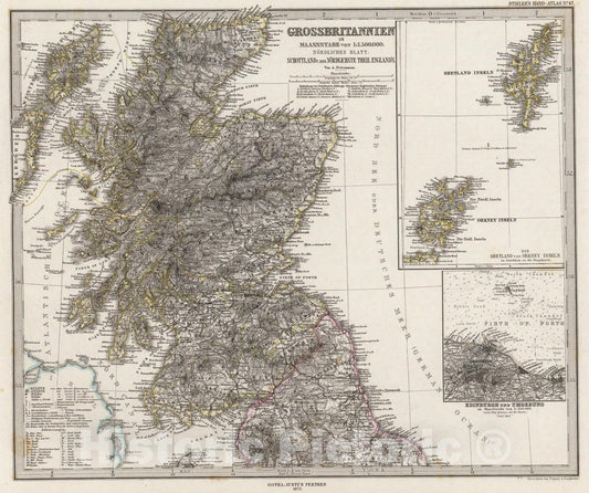Historic Map : Grossbritannien. Nordliches Blatt: Schottland U. Der Nordlichste Theil England's., 1875, Vintage Wall Art