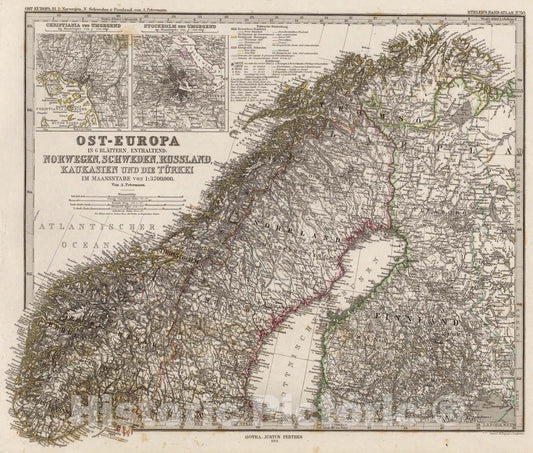 Historic Map : Ost-Europa In six Blattern, Enthaltend: Norwegen, Schweden, Russland, Kaukasien Und Die Turkei ., 1875, Vintage Wall Art