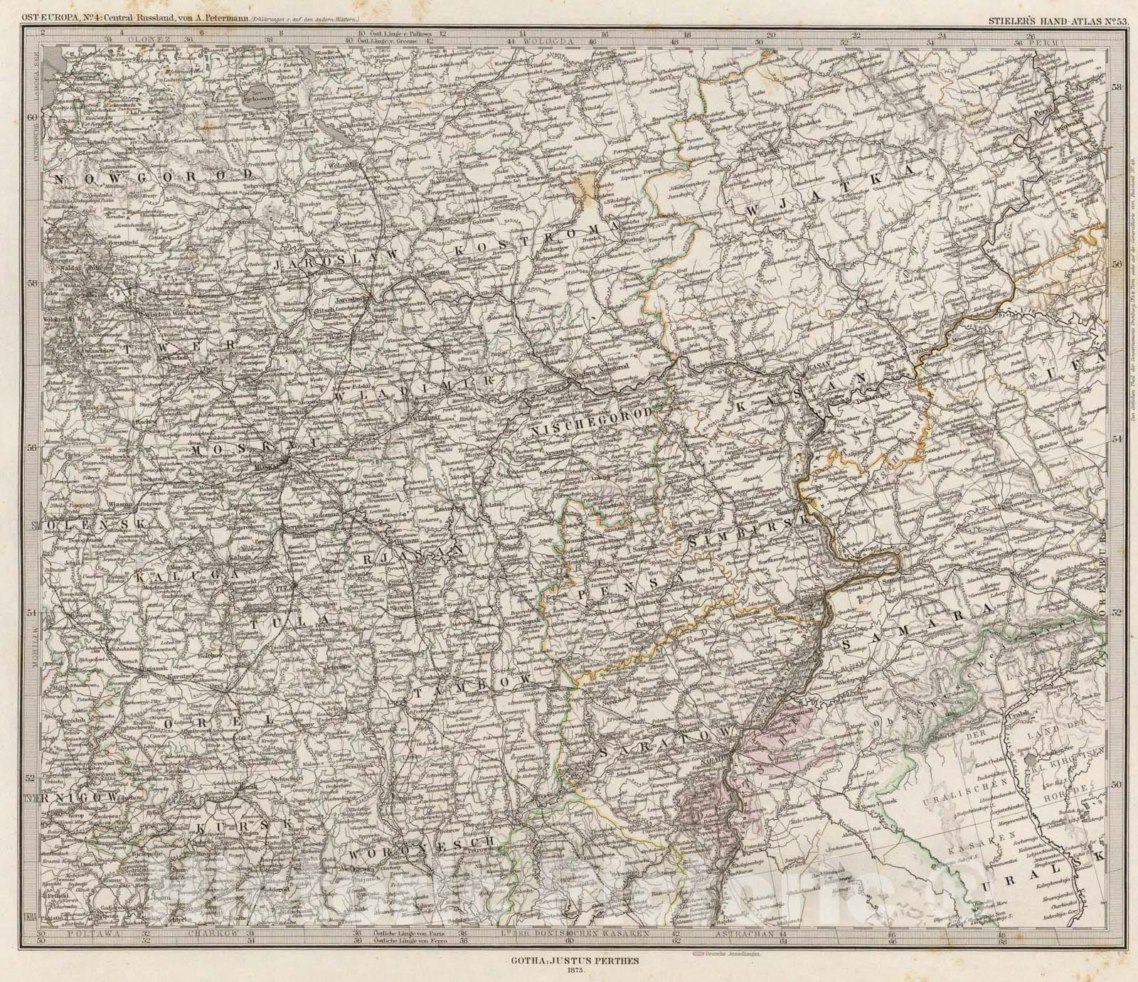 Historic Map : Ost-Europa, No. 4: Central-Russland., 1875, Vintage Wall Art