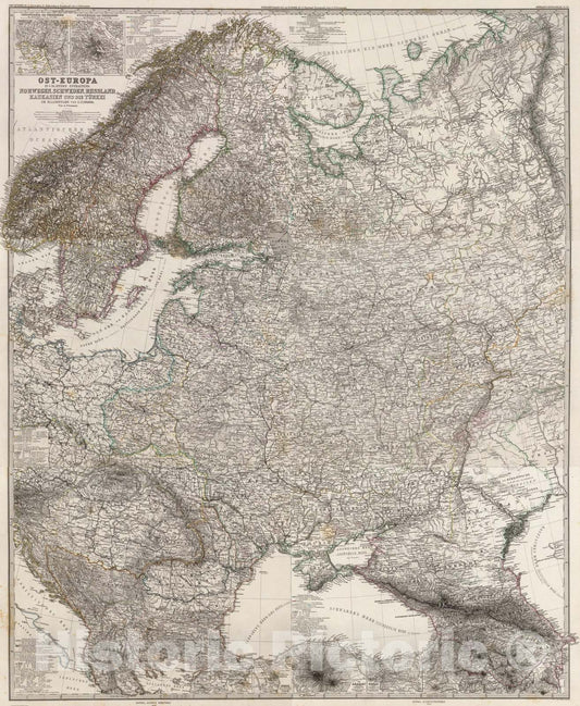 Historic Map : Composite: Ost-Europa, Norwegen, Schweden, Russland, Kaukasien, Turkei ., 1875, Vintage Wall Art