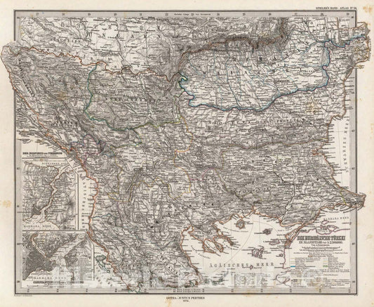 Historic Map : Die Europaische Turkei., 1875, Vintage Wall Art