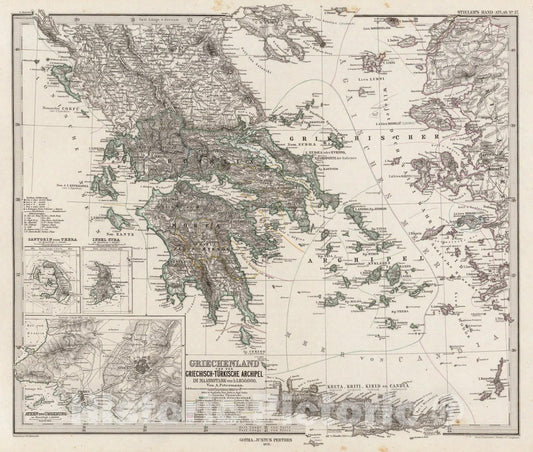 Historic Map : Griechenland Und Der Griechisch-Turkische Archipel., 1875, Vintage Wall Art