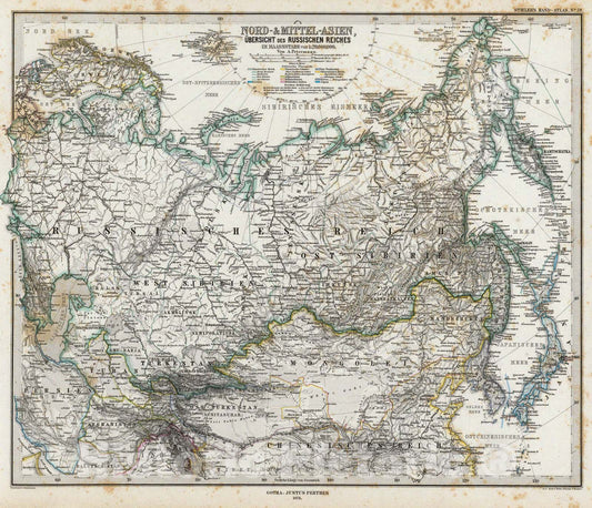 Historic Map : Nord- & Mittel-Asien, Ubersicht Des Russischen Reiches., 1875, Vintage Wall Art