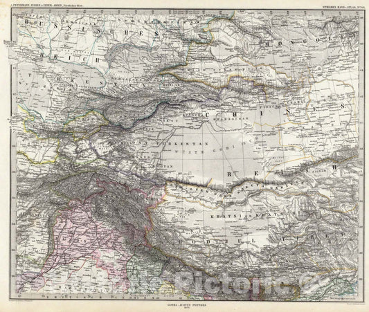 Historic Map : Indien & Inner-Asien, Nordliches Blatt., 1875, Vintage Wall Art