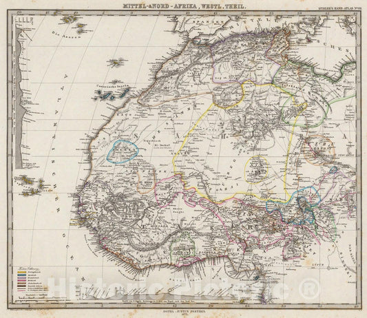 Historic Map : Mittel-& Nord-Afrika, Westl. Theil., 1875, Vintage Wall Art