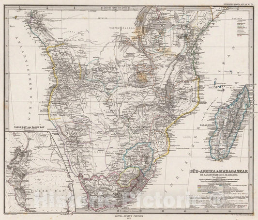 Historic Map : Sud-Afrika & Madagaskar., 1875, Vintage Wall Art