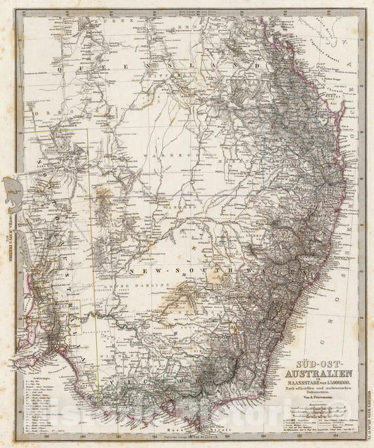 Historic Map : Sud-Ost-Australien., 1875, Vintage Wall Art