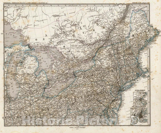 Historic Map : Vereinigte Staaten Von Nord-Amerika In six Blattern, Bl. 3., 1875, Vintage Wall Art