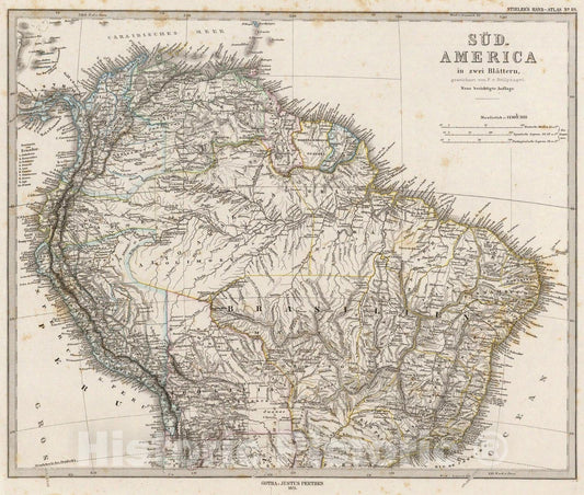 Historic Map : Sud-America in zwei Blattern., 1875, Vintage Wall Art