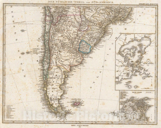 Historic Map : Der Sudliche Theil Von Sud-America., 1875, Vintage Wall Art