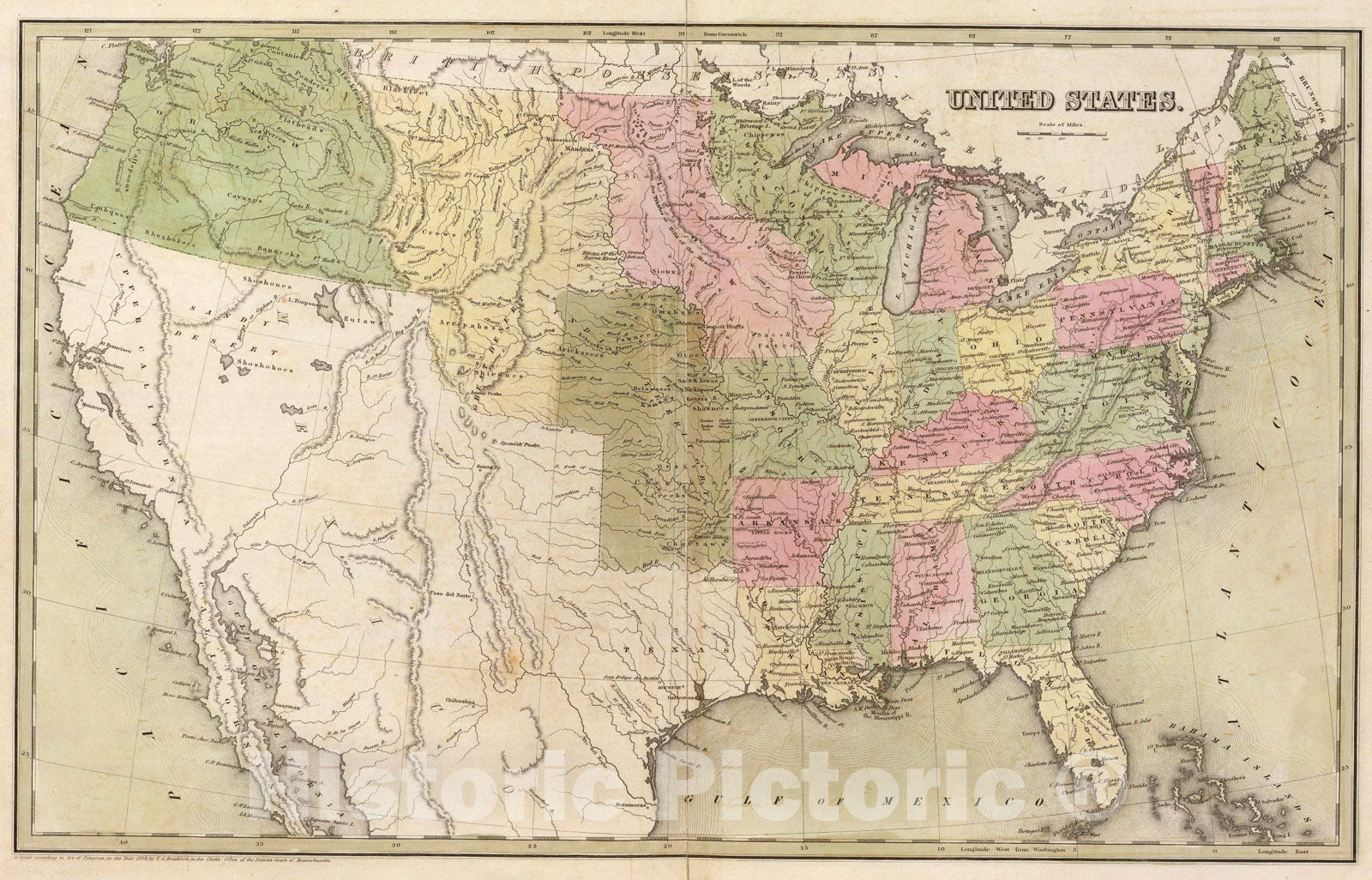 Historic Map : United States., 1841, Vintage Wall Art