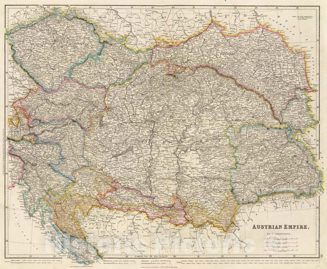Historic Map : Austrian Empire., 1844, Vintage Wall Art