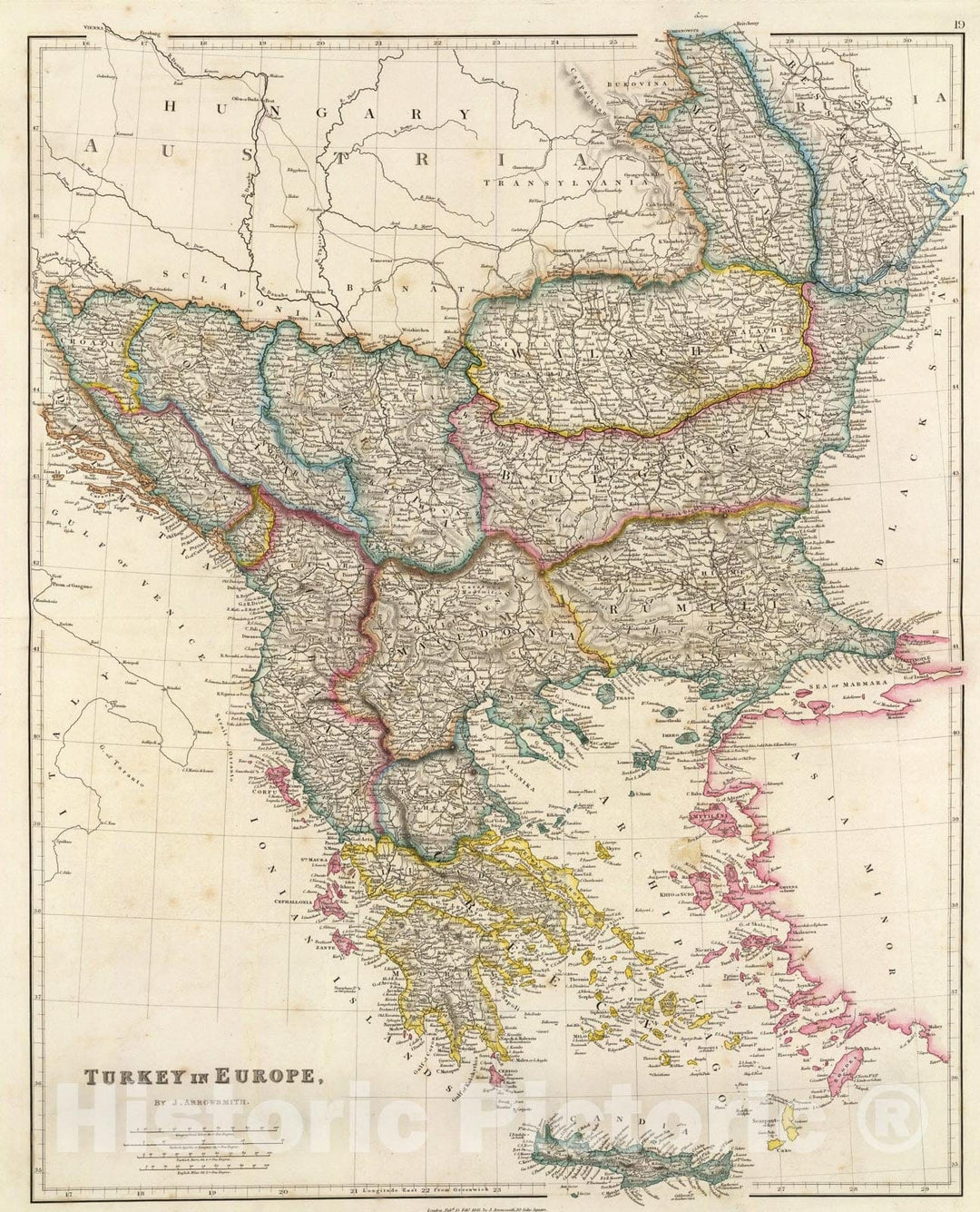 Historic Map : Turkey In Europe., 1844, Vintage Wall Art