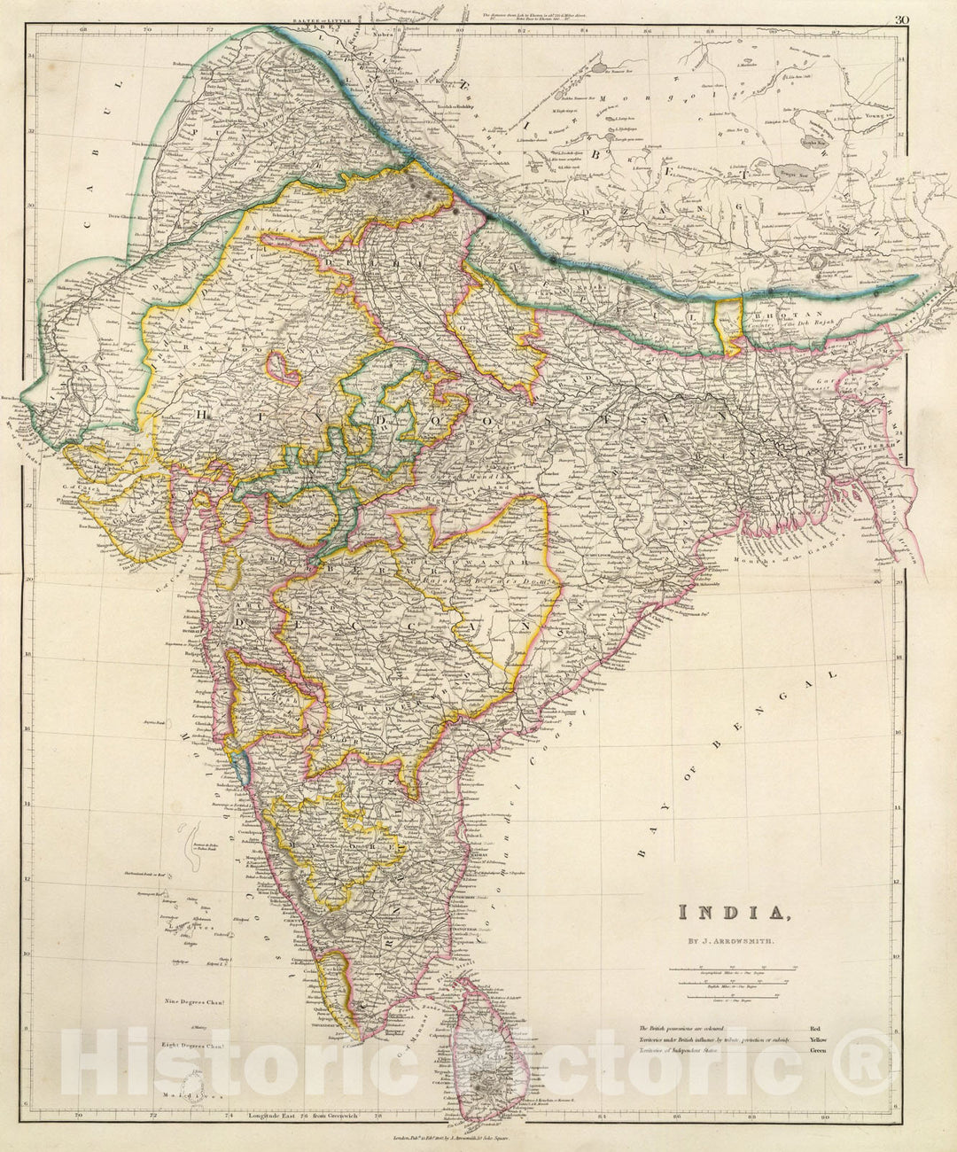 Historic Map : India., 1844, Vintage Wall Art