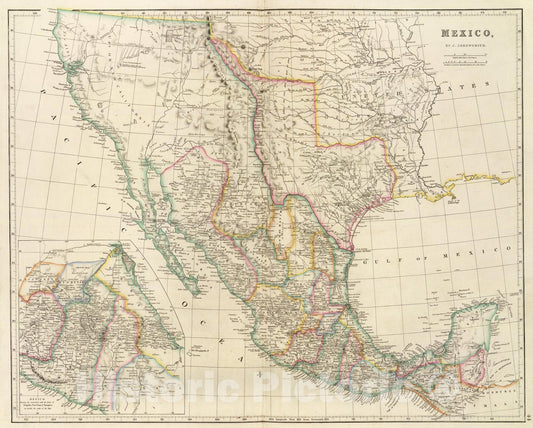 Historic Map : Mexico., 1844, Vintage Wall Art