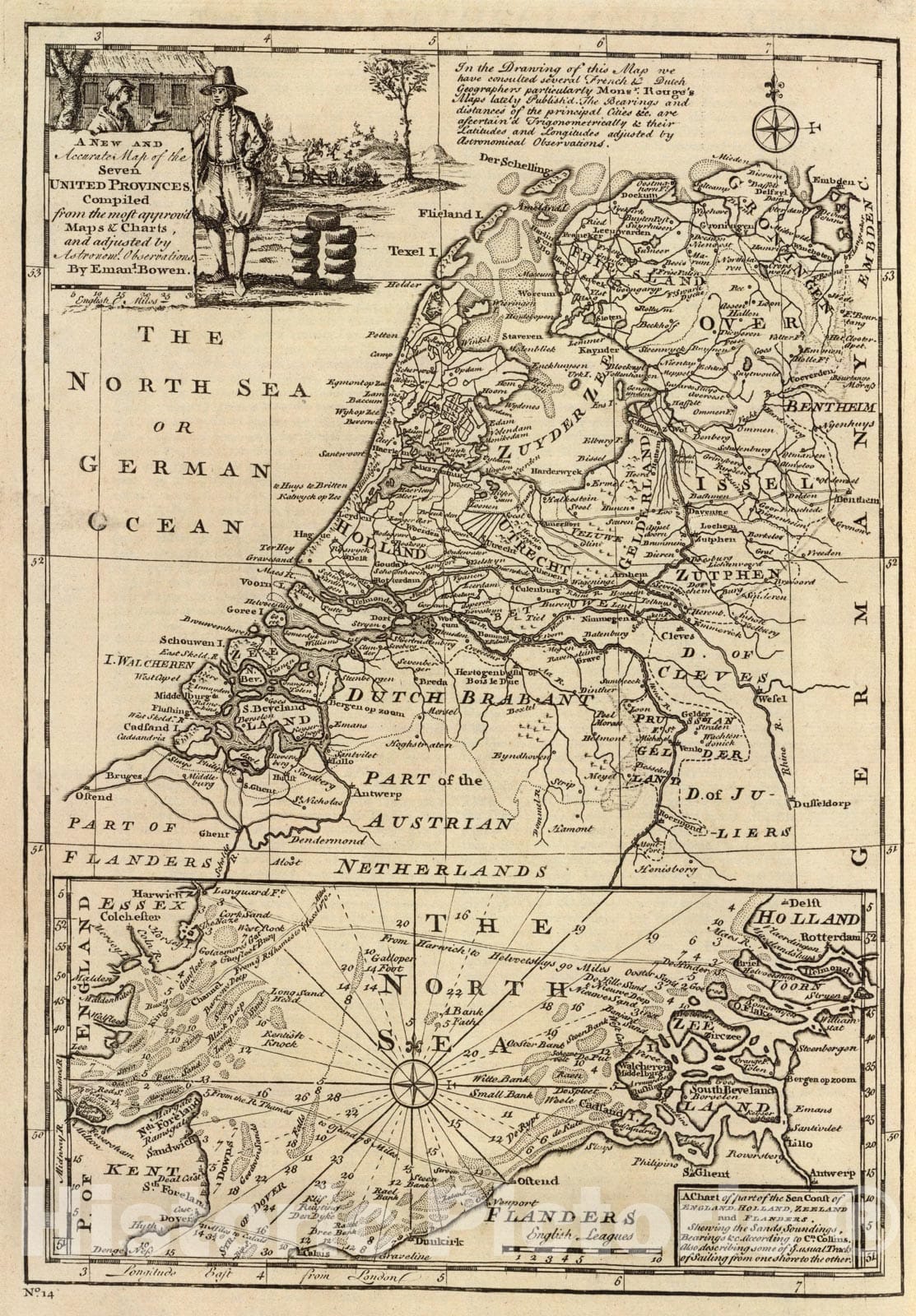 Historic Map : Seven United Provinces., 1747, Vintage Wall Art