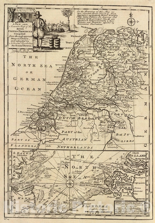 Historic Map : Seven United Provinces., 1747, Vintage Wall Art