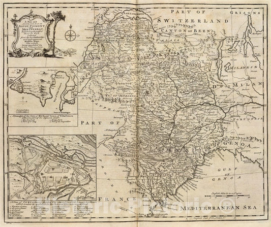 Historic Map : Savoy, Piemont, Montferrat., 1747, Vintage Wall Art
