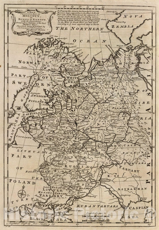 Historic Map : Moscovy, Russia in Europe., 1747, Vintage Wall Art