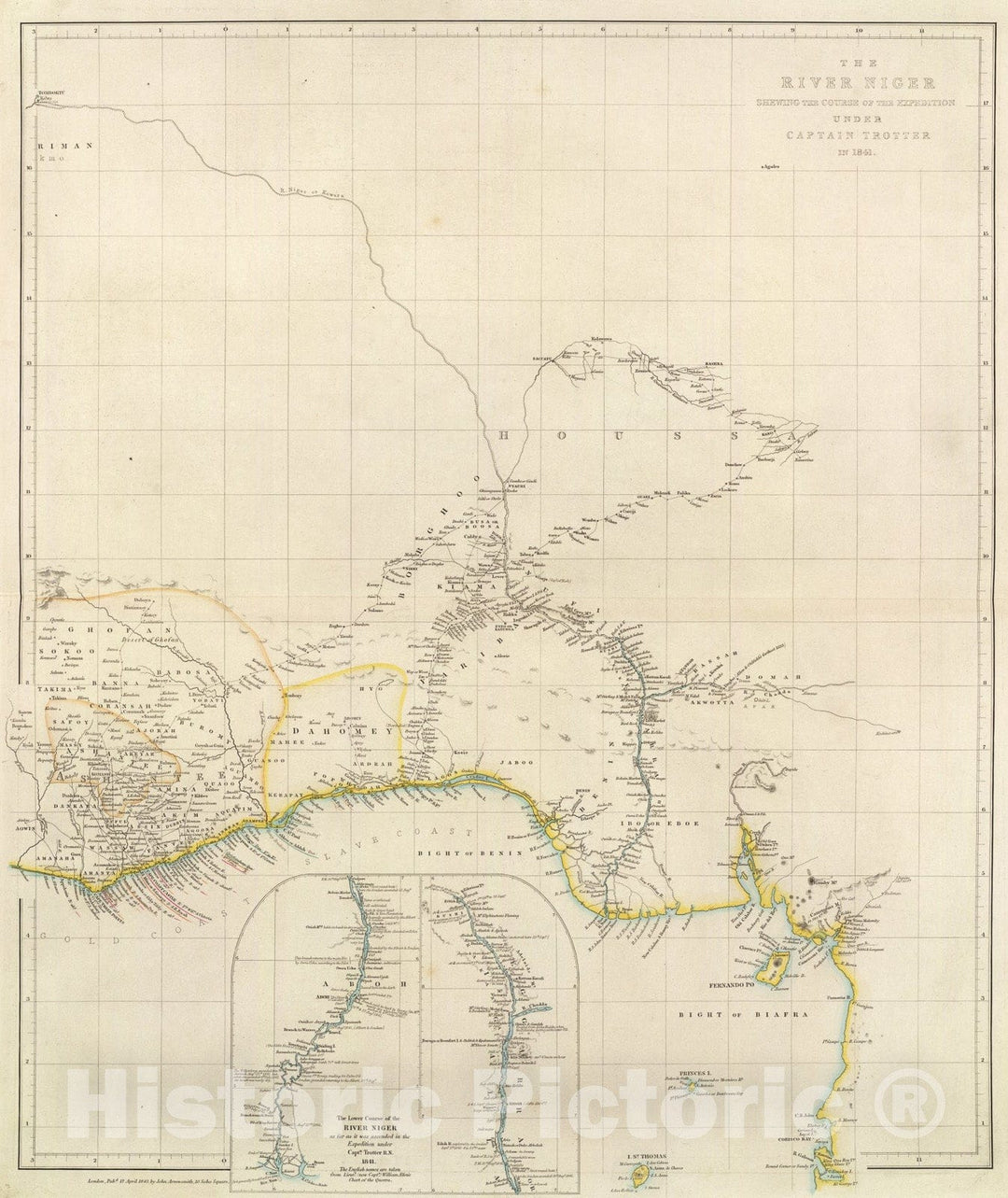 Historic Map : The River Niger., 1844, Vintage Wall Art