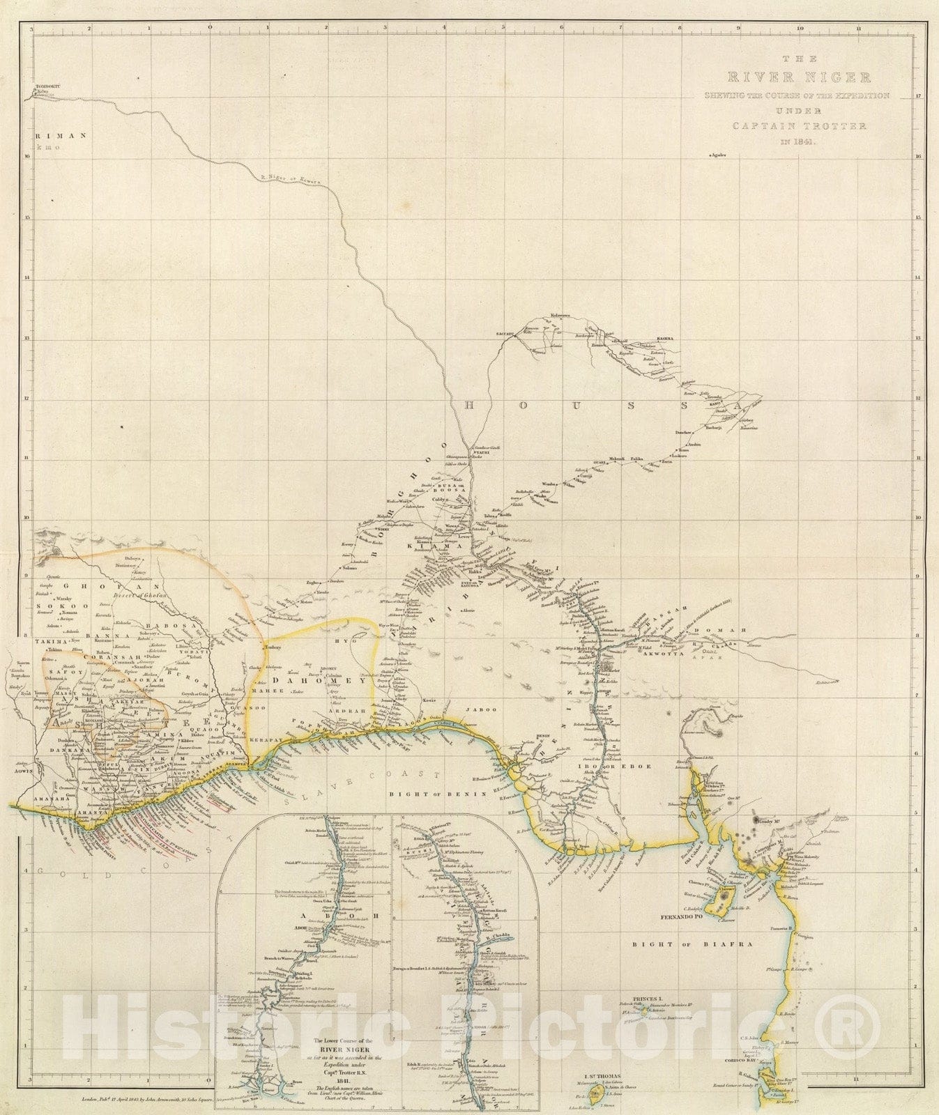 Historic Map : The River Niger., 1844, Vintage Wall Art