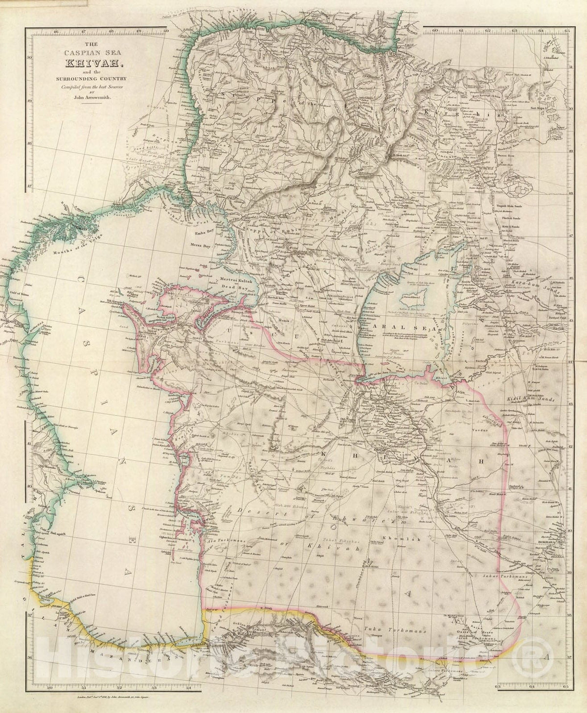 Historic Map : The Caspian Sea., 1844, Vintage Wall Art
