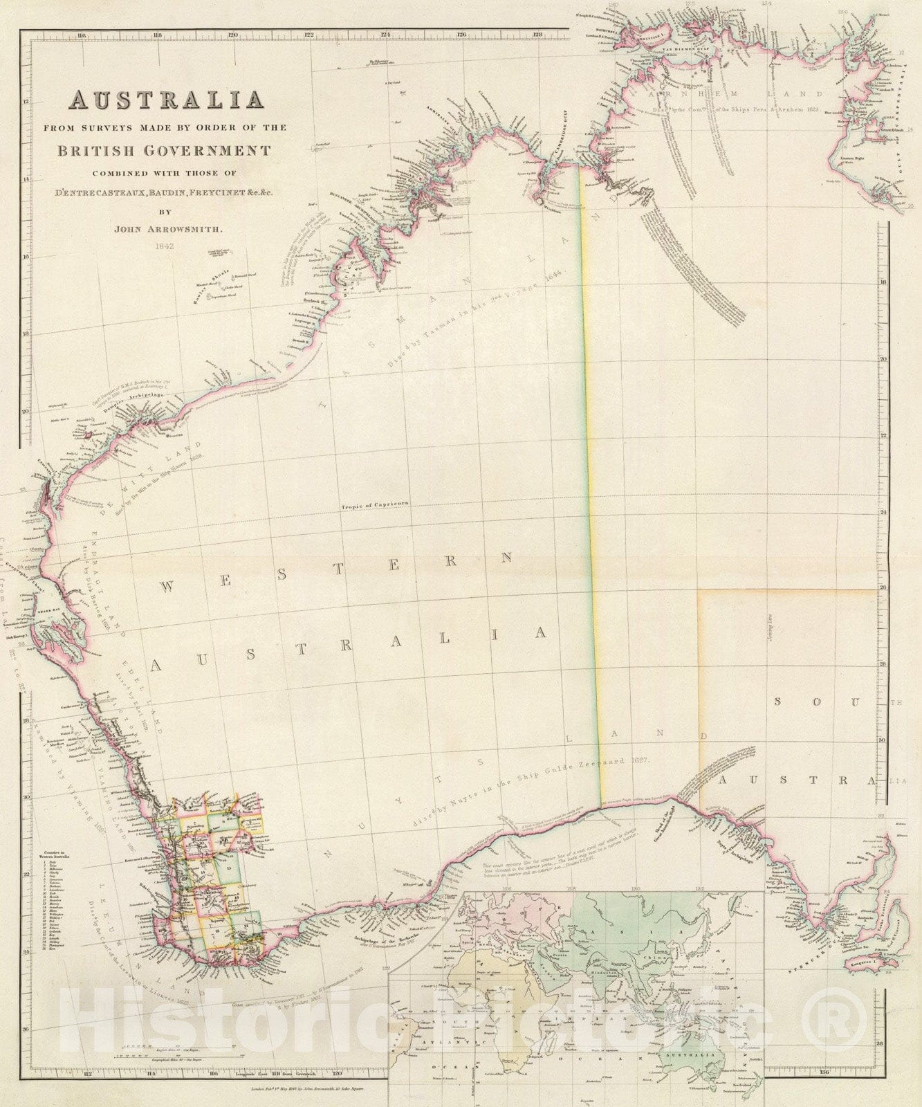 Historic Map : Australia., 1844, Vintage Wall Art