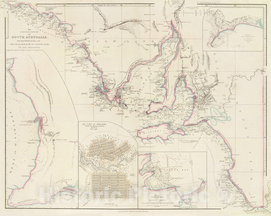 Historic Map : Maritime Portion of South Australia., 1844, Vintage Wall Art