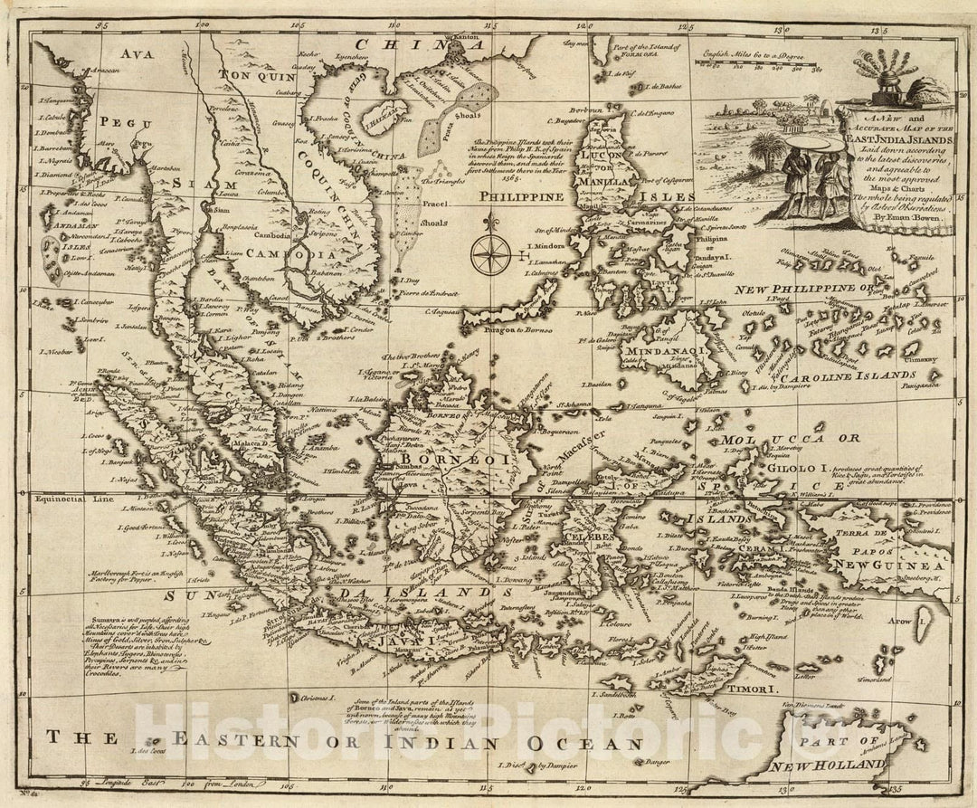 Historic Map : East India Islands., 1747, Vintage Wall Art