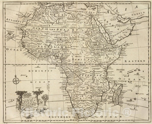 Africa - River Map, 1747 by Emanuel Bowen - Historical Map Print