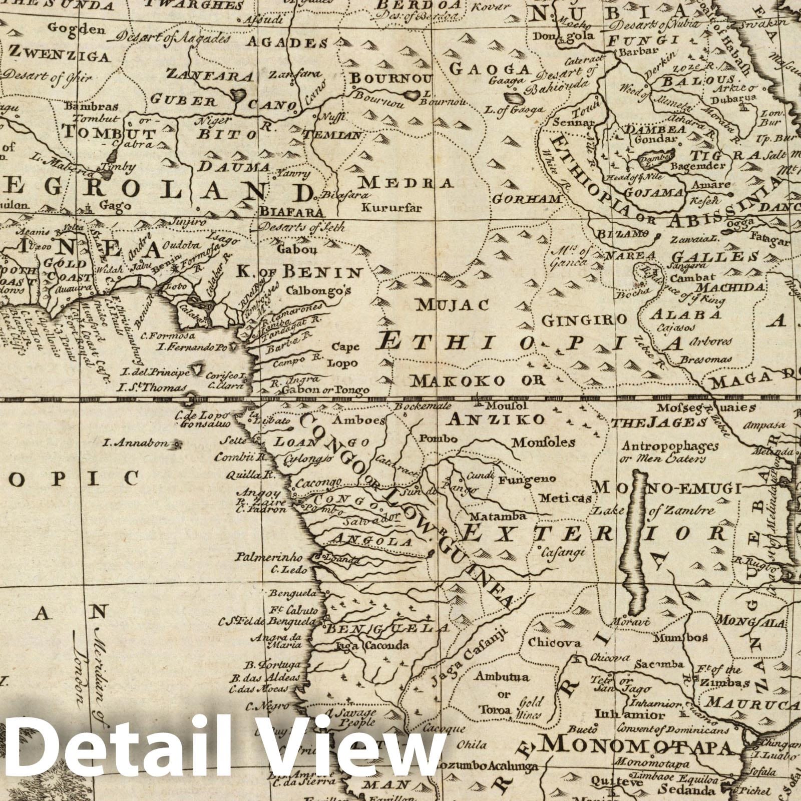 Africa - River Map, 1747 by Emanuel Bowen - Historical Map Print