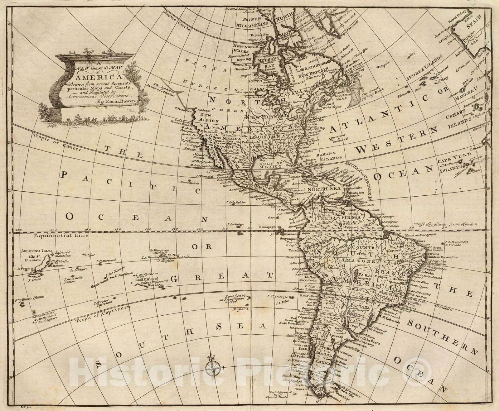 Historic Map : America., 1747, Vintage Wall Art