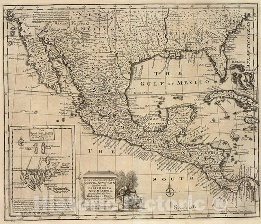 Historic Map : Mexico, Calif., N.M., 1747, Vintage Wall Art