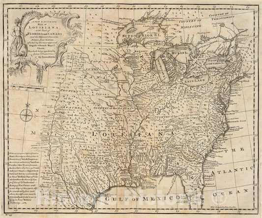 Historic Map : Louisiana, Fla., Canada., 1747, Vintage Wall Art