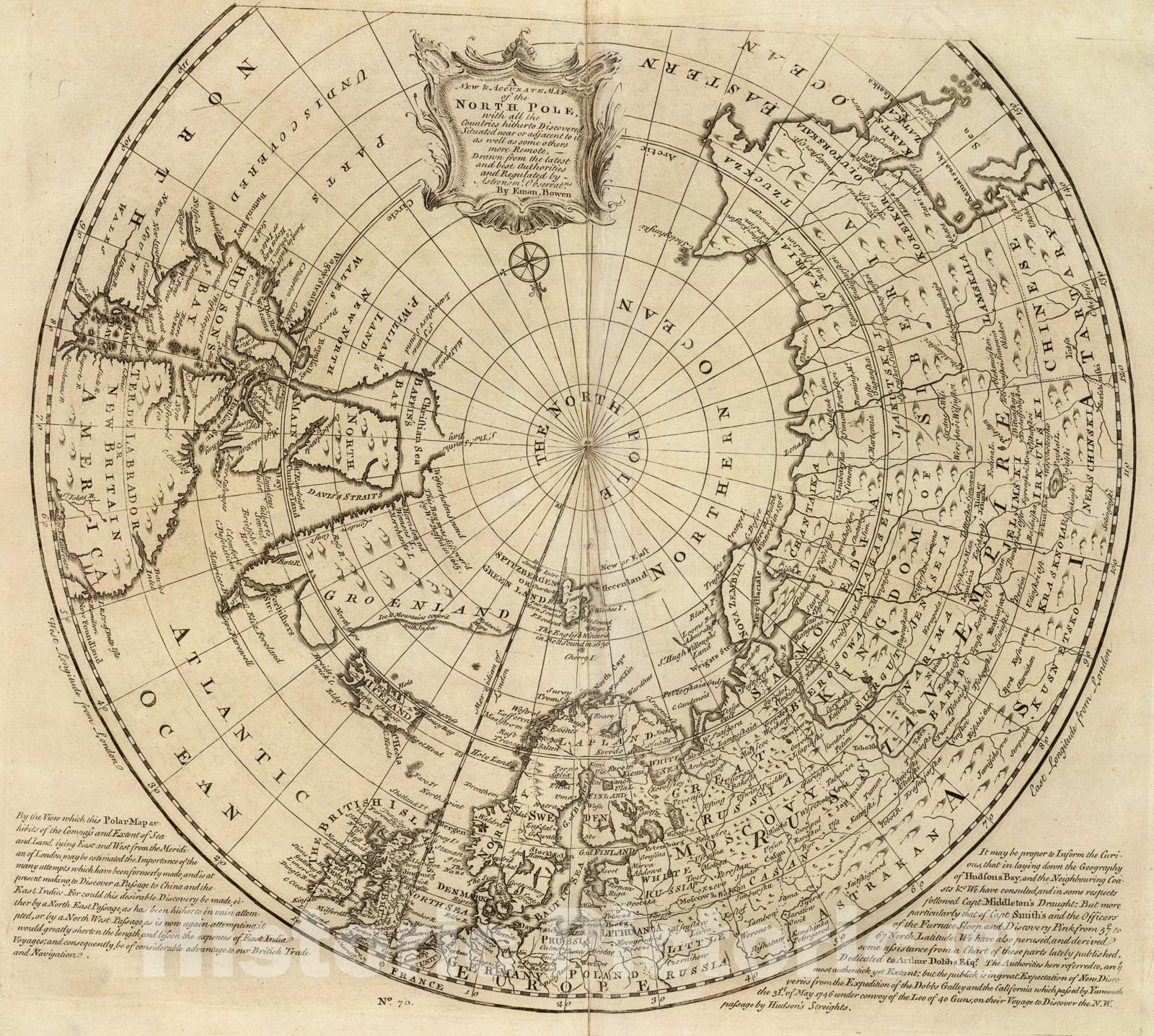 Historic Map : North Pole., 1747, Vintage Wall Art