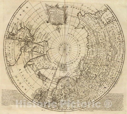 Historic Map : North Pole., 1747, Vintage Wall Art