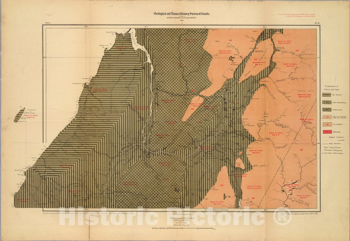 Historic Map : Province of Nova Scotia (Island of Cape Breton). Sheet no. 11., 1884, Vintage Wall Art