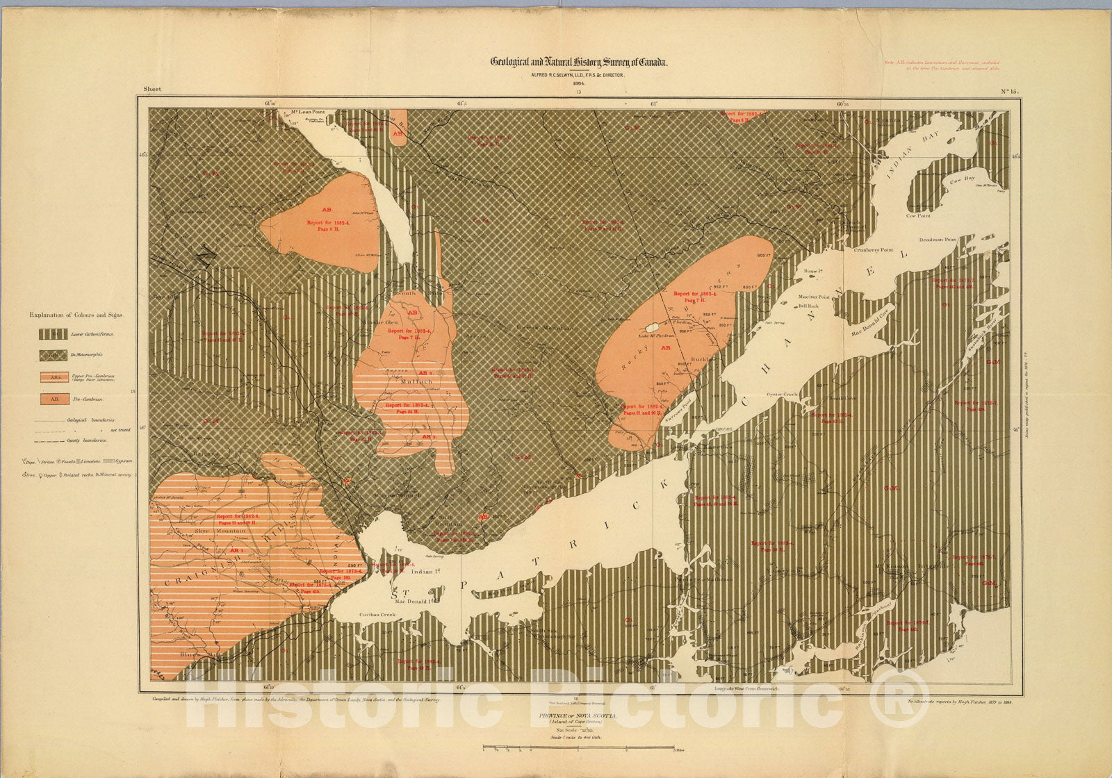 Historic Map : Province of Nova Scotia (Island of Cape Breton). Sheet no. 15., 1884, Vintage Wall Art