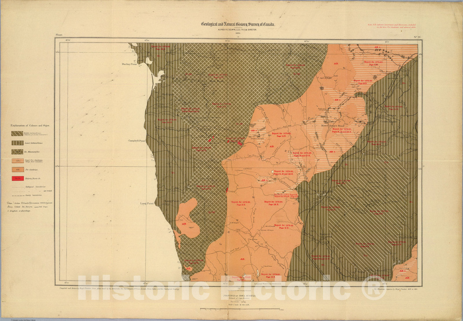 Historic Map : Province of Nova Scotia (Island of Cape Breton). Sheet no. 19., 1884, Vintage Wall Art