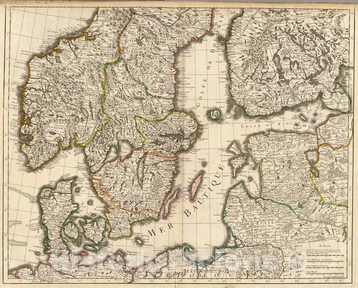 Historic Map : Courones du Nord (sud), 1706, Vintage Wall Art