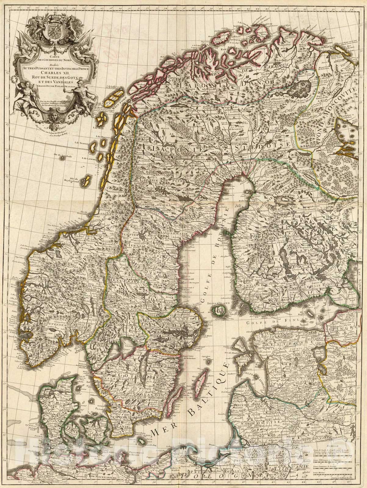Historic Map : Composite: Courones du Nord., 1706, Vintage Wall Art