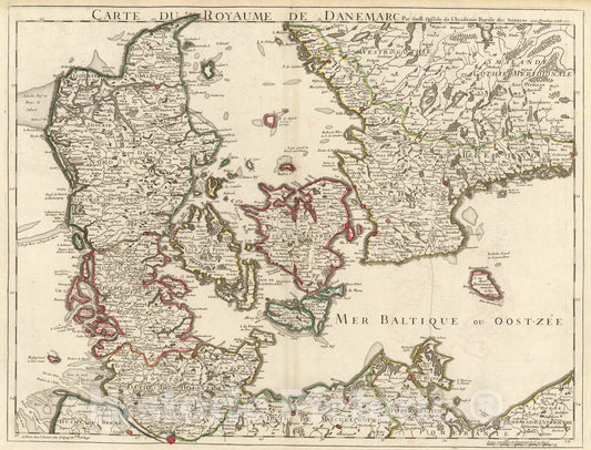 Historic Map : Danemarc., 1710, Vintage Wall Art