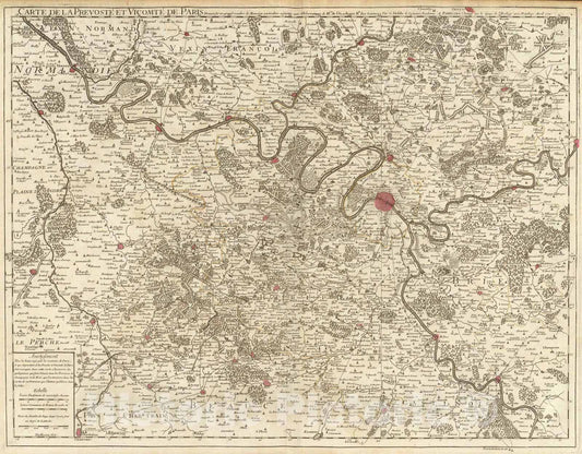 Historic Map : Paris, Prevoste et Vicomte de., 1711, Vintage Wall Art