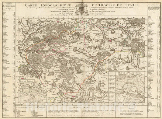 Historic Map : Diocese de Senlis., 1709, Vintage Wall Art