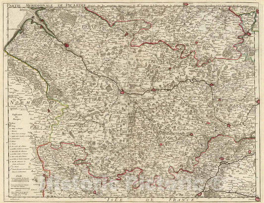 Historic Map : Picardie meridionale., 1712, Vintage Wall Art