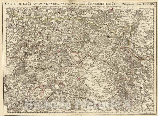 Historic Map : Champagne, Generalite de Chalons., 1713, Vintage Wall Art