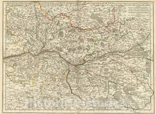 Historic Map : Anjou, Touraine., 1720, Vintage Wall Art