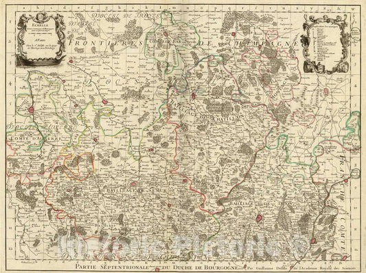 Historic Map : Bourgogne septentrionale., 1709, Vintage Wall Art